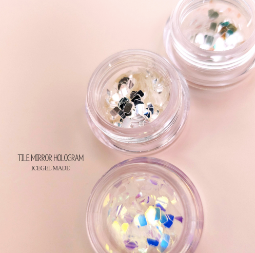 ICE GEL Mirror hologram tiles - 3pc set