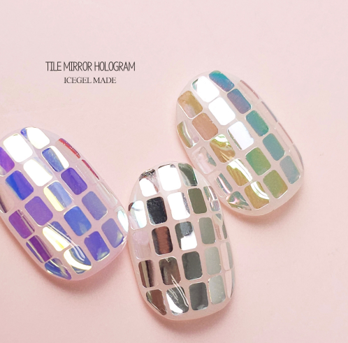 ICE GEL Mirror hologram tiles - 3pc set