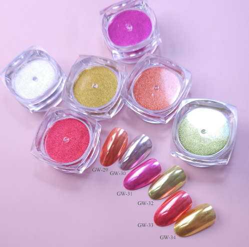 ICE GEL Sunset neon chrome powder set (6 chromes)