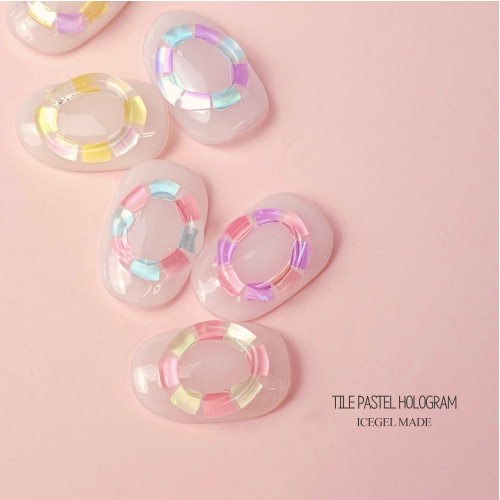 ICE GEL Pastel mirror hologram tiles - 6pc set