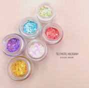 ICE GEL Pastel mirror hologram tiles - 6pc set