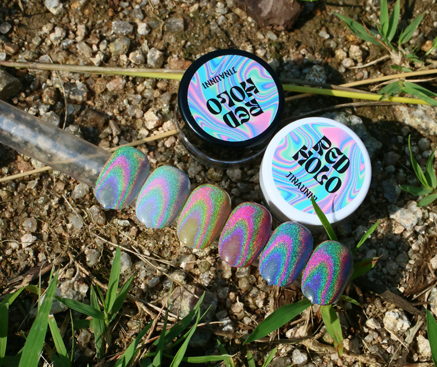 JINAUNNI Red Holo Chrome Powder