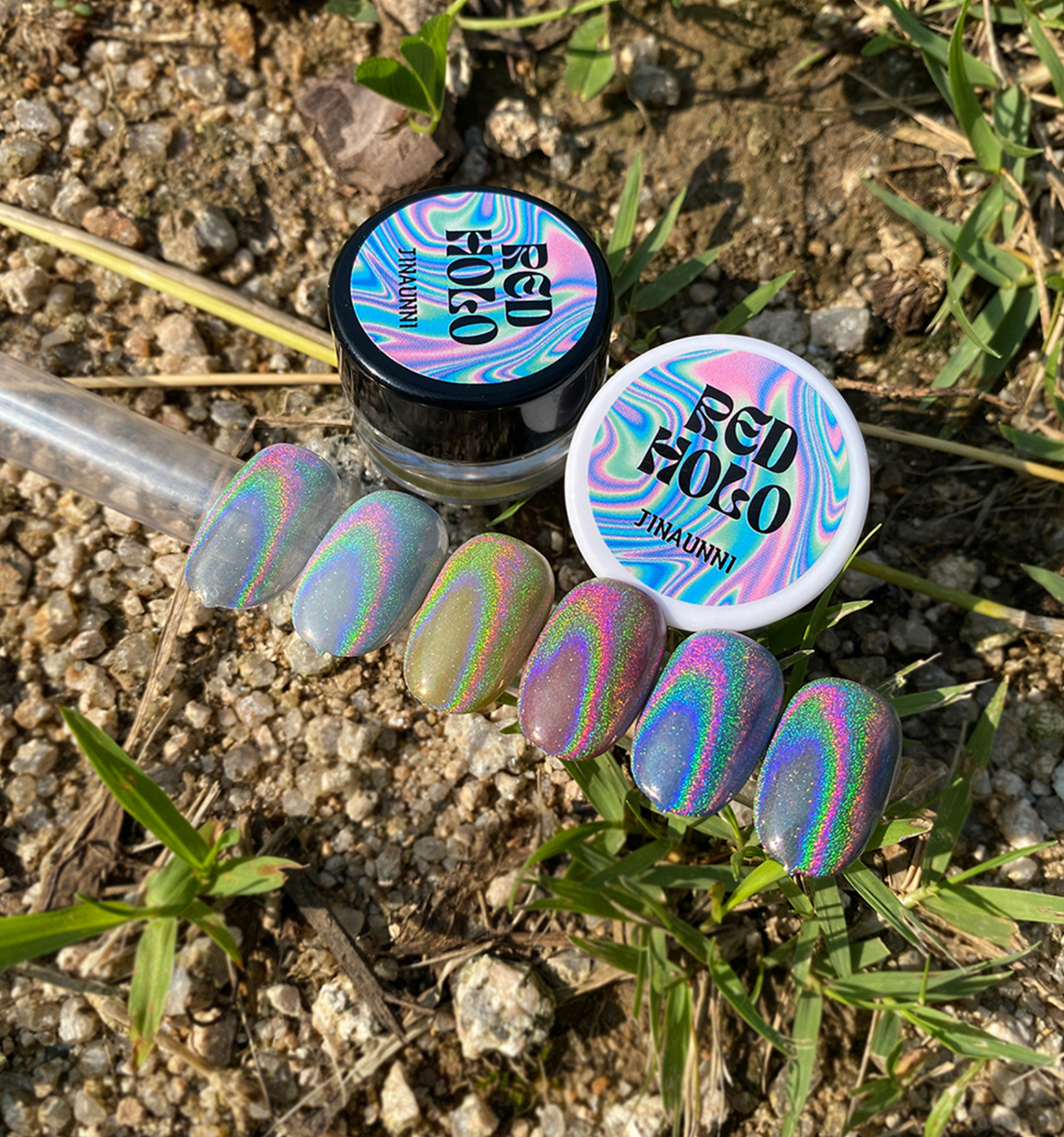 JINAUNNI Red Holo Chrome Powder
