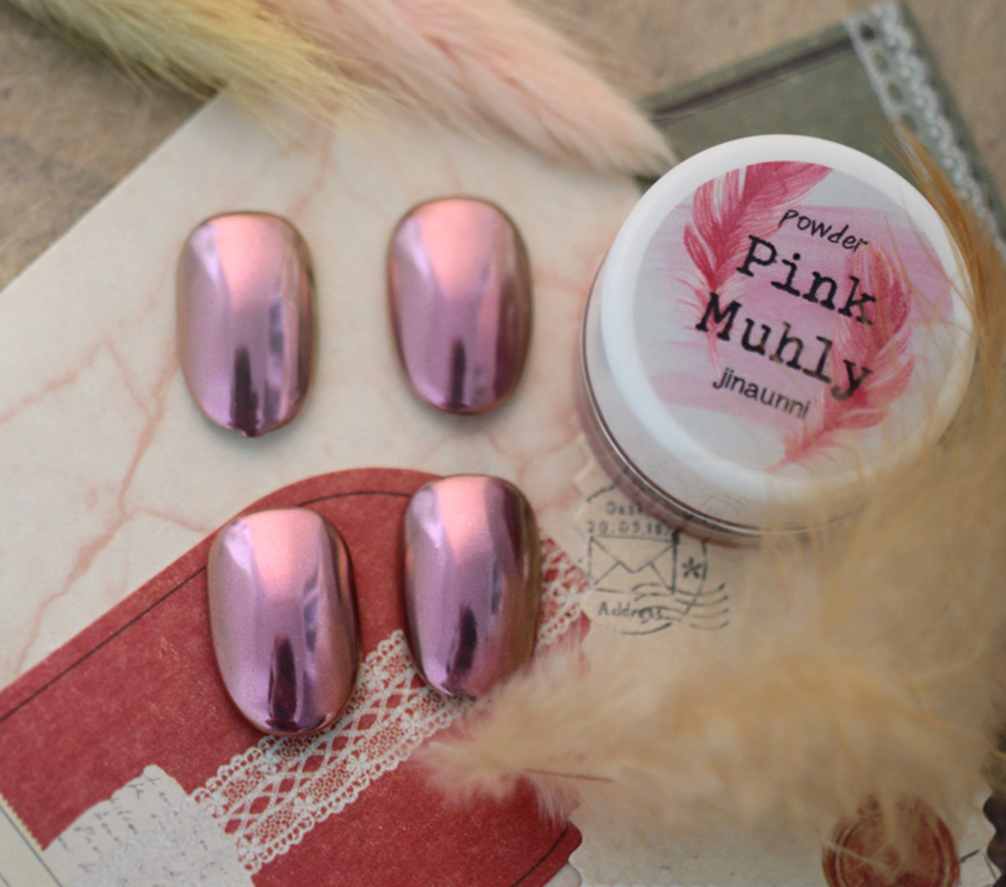 JINAUNNI Pink Muhly Chrome Powder