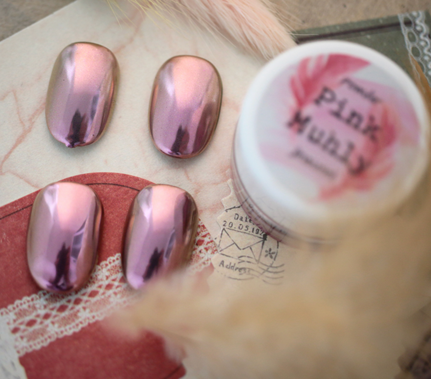 JINAUNNI Pink Muhly Chrome Powder
