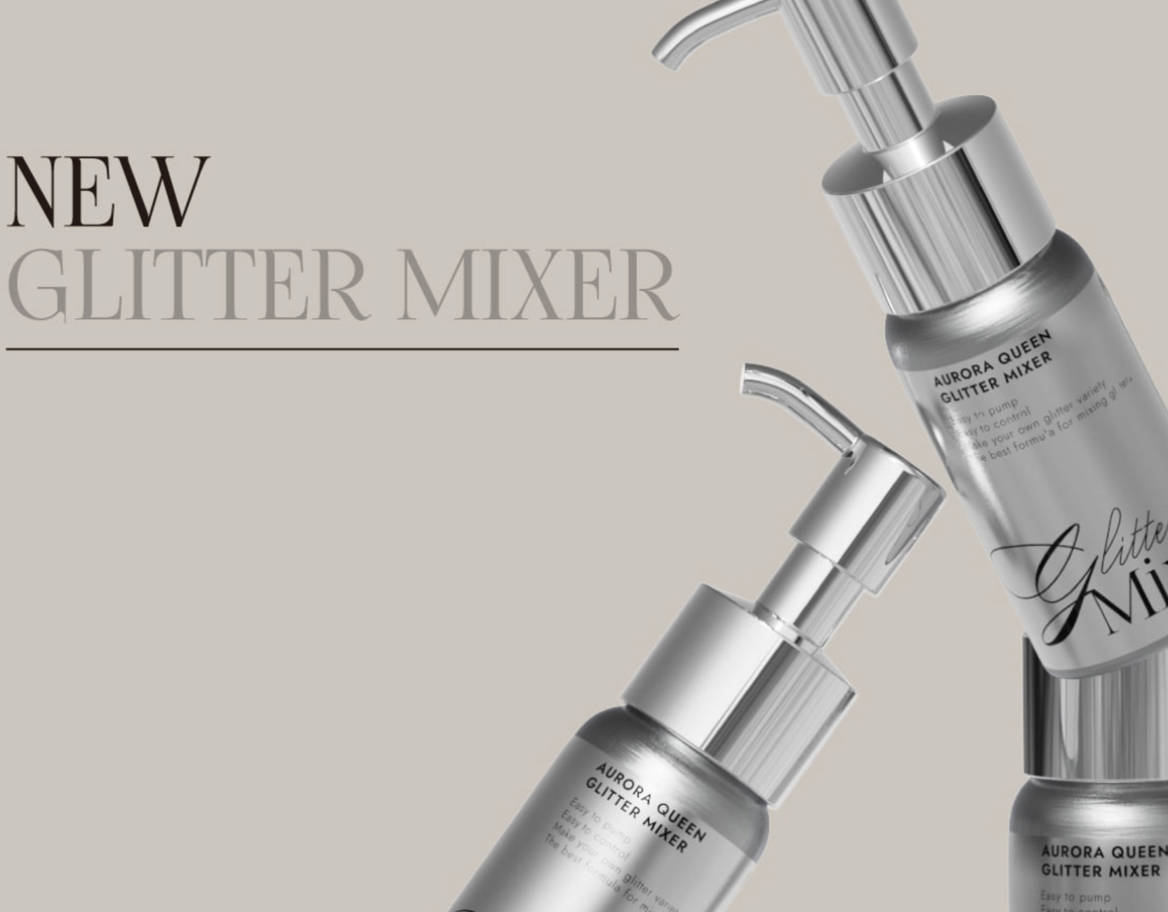 Aurora Queen glitter mixer 30ml - mixing clear gel HEMA FREE