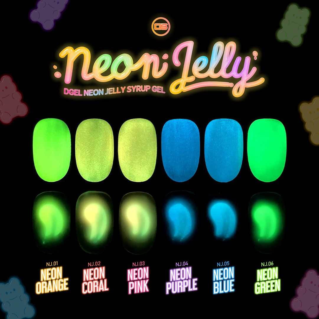 DGEL Neon Jelly 6pc collection - glow in the dark