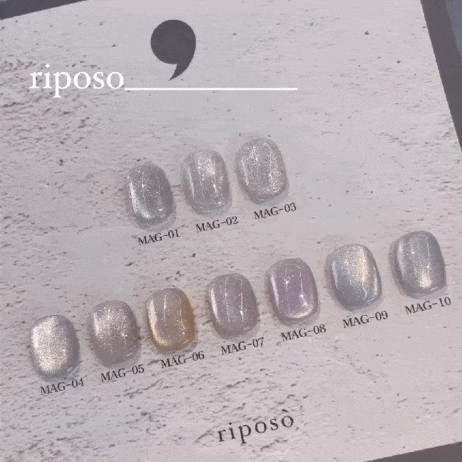 RIPOSO Pulling summer 10pc collection - magnetic cat eye gel