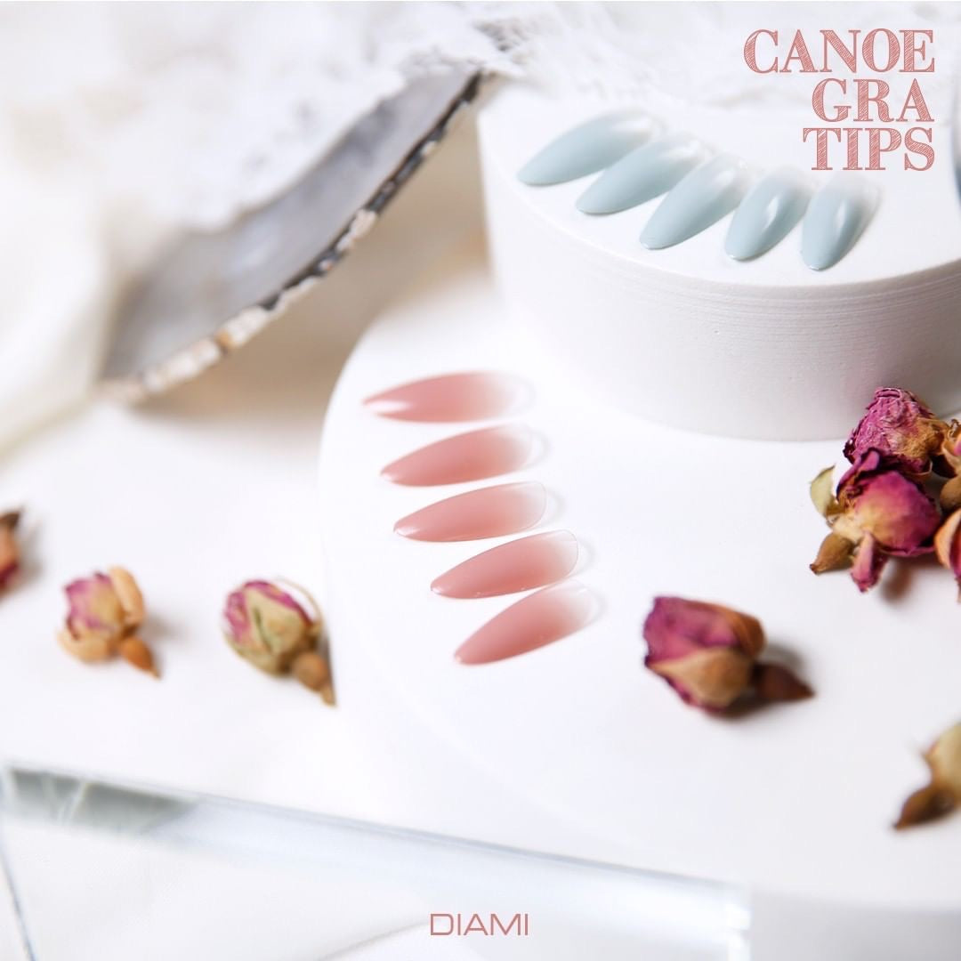 Diami CANOE Gra tips pre-ombre soft gel extensions - Pink brown & blue gray NEW