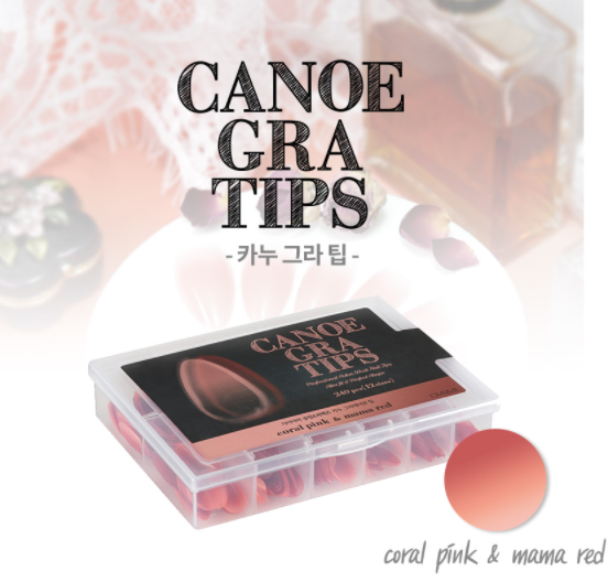 CANOE Gra tips pre-ombre soft gel extensions - Coral pink & Mama red NEW