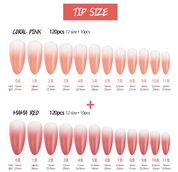 CANOE Gra tips pre-ombre soft gel extensions - Coral pink & Mama red NEW