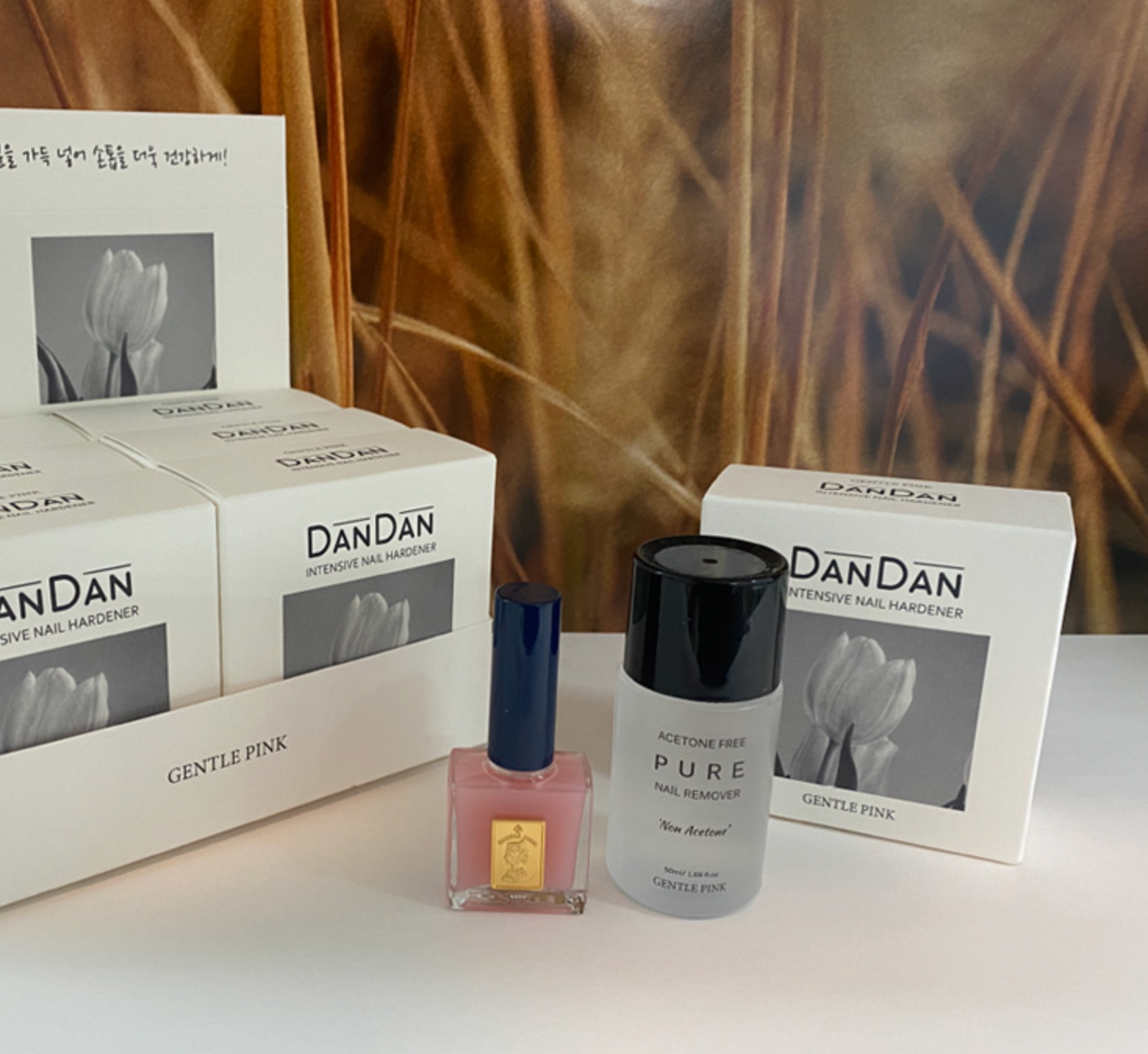 GENTLE PINK Dan Dan intensive nail hardner - Free acetone free remover included