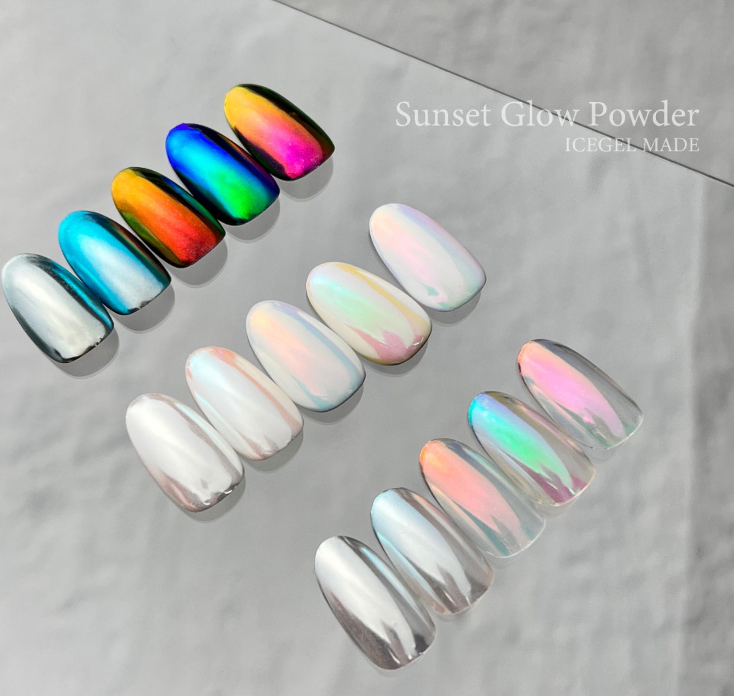 ICE GEL Sunset glow chrome powder set (5 chromes)