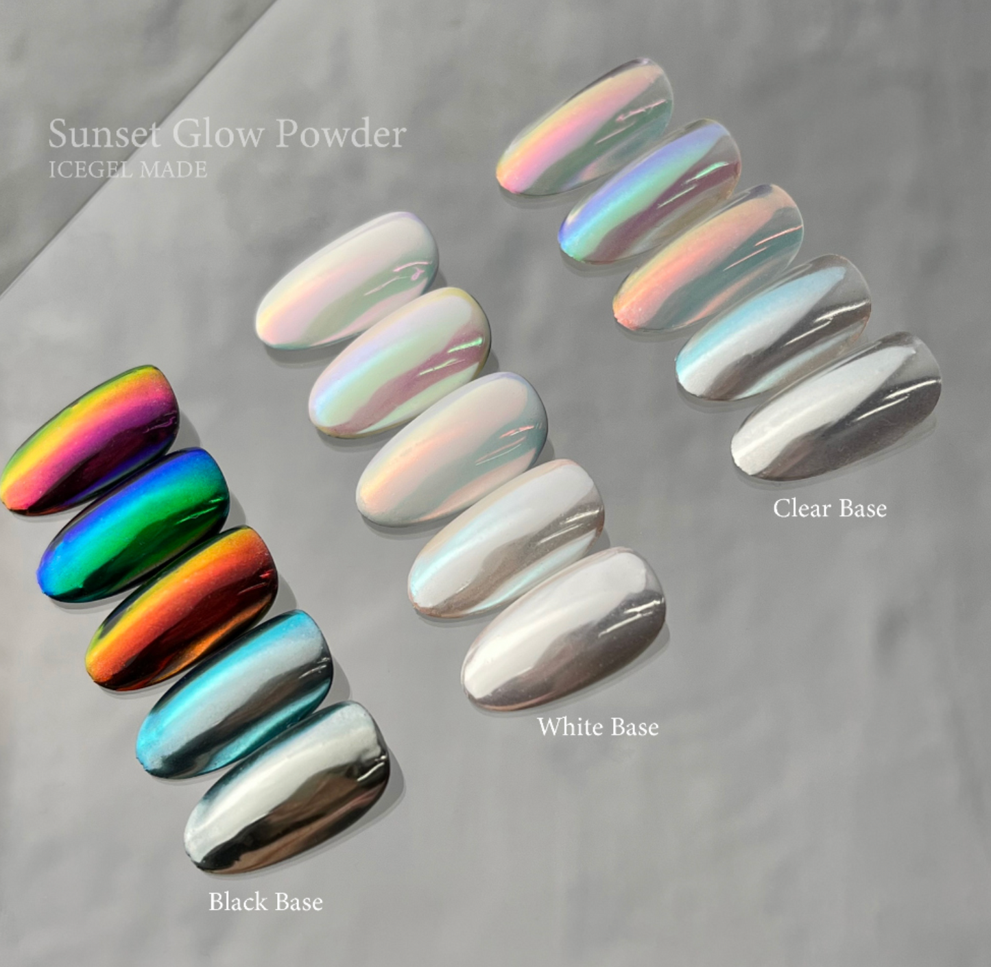 ICE GEL Sunset glow chrome powder set (5 chromes)