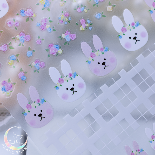 BLANC BLANC Flower tiara bunny stickers