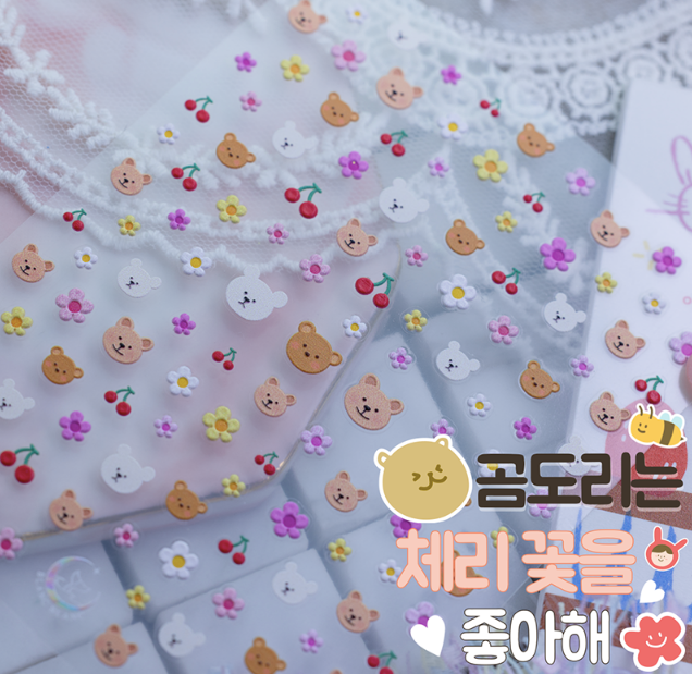 BLANC BLANC custom made stickers - Teddy cherry