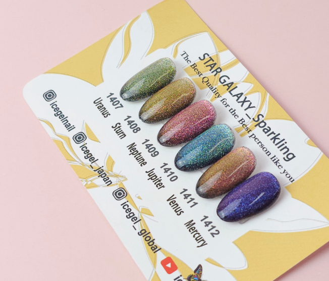 ICE GEL Star galaxy SPARKLING 6pc collection - magnetic glitter gel