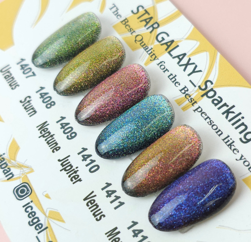 ICE GEL Star galaxy SPARKLING 6pc collection - magnetic glitter gel