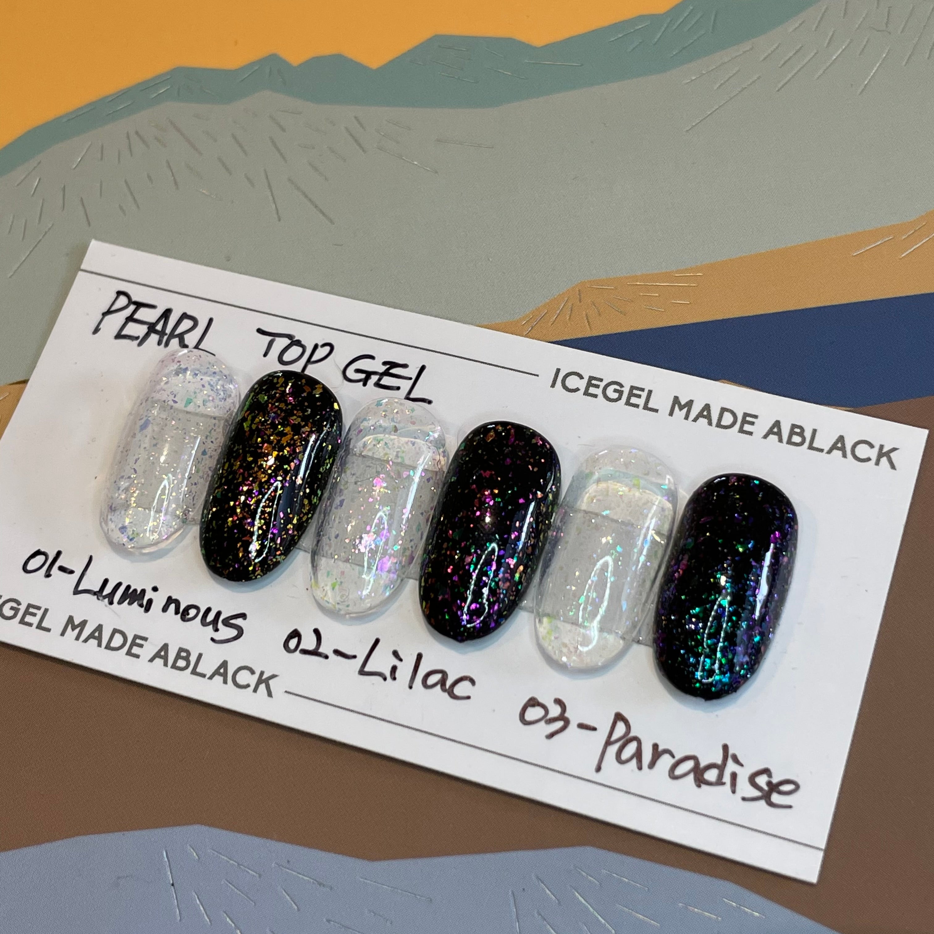 ICE GEL pearl top gel (no wipe bottle type) - 3 colours