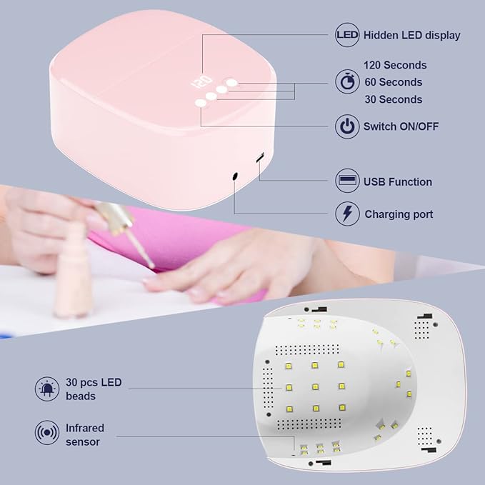 LUNAPRO 60W Narrow cordless lamp - White/Pink