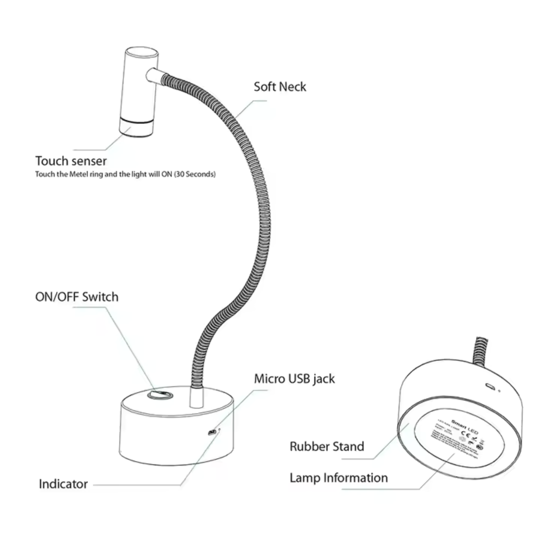 LUNAPRO Touch cure lamp - Handsfree/cordless