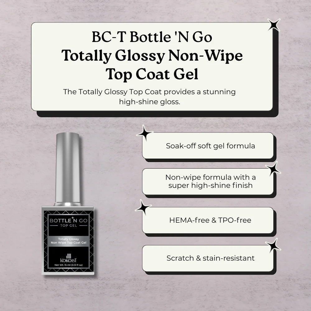 KOKOIST BC-T Bottle 'N Go Totally Glossy Non Wipe Top Coat Gel