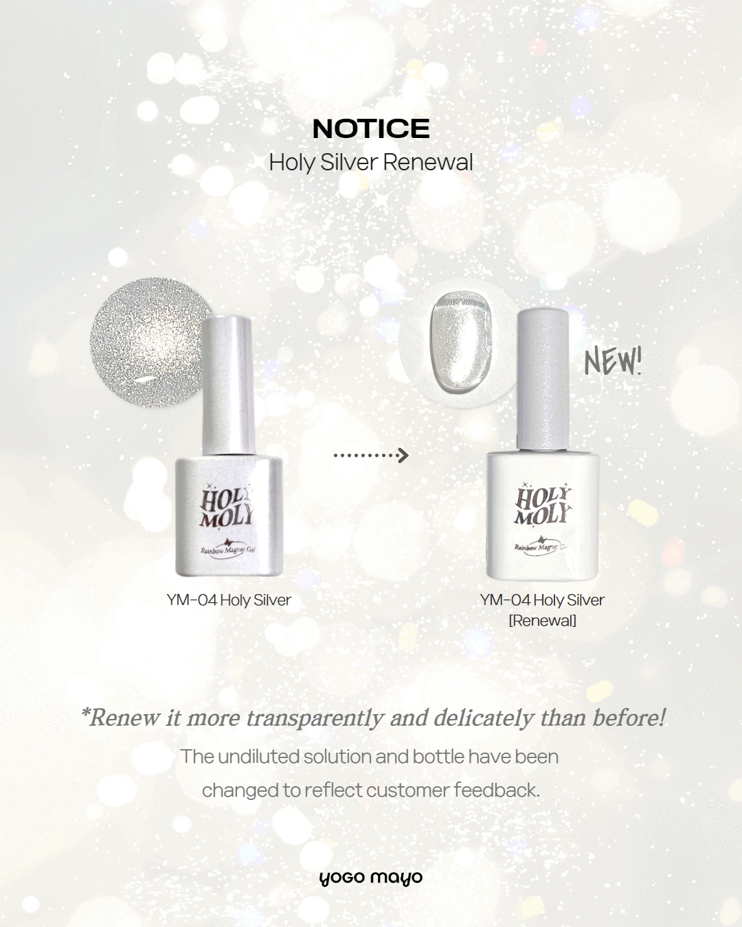YOGO Holy moly Silver magnetic cat eye gel + FREE MAGNET | UPDATED VER.