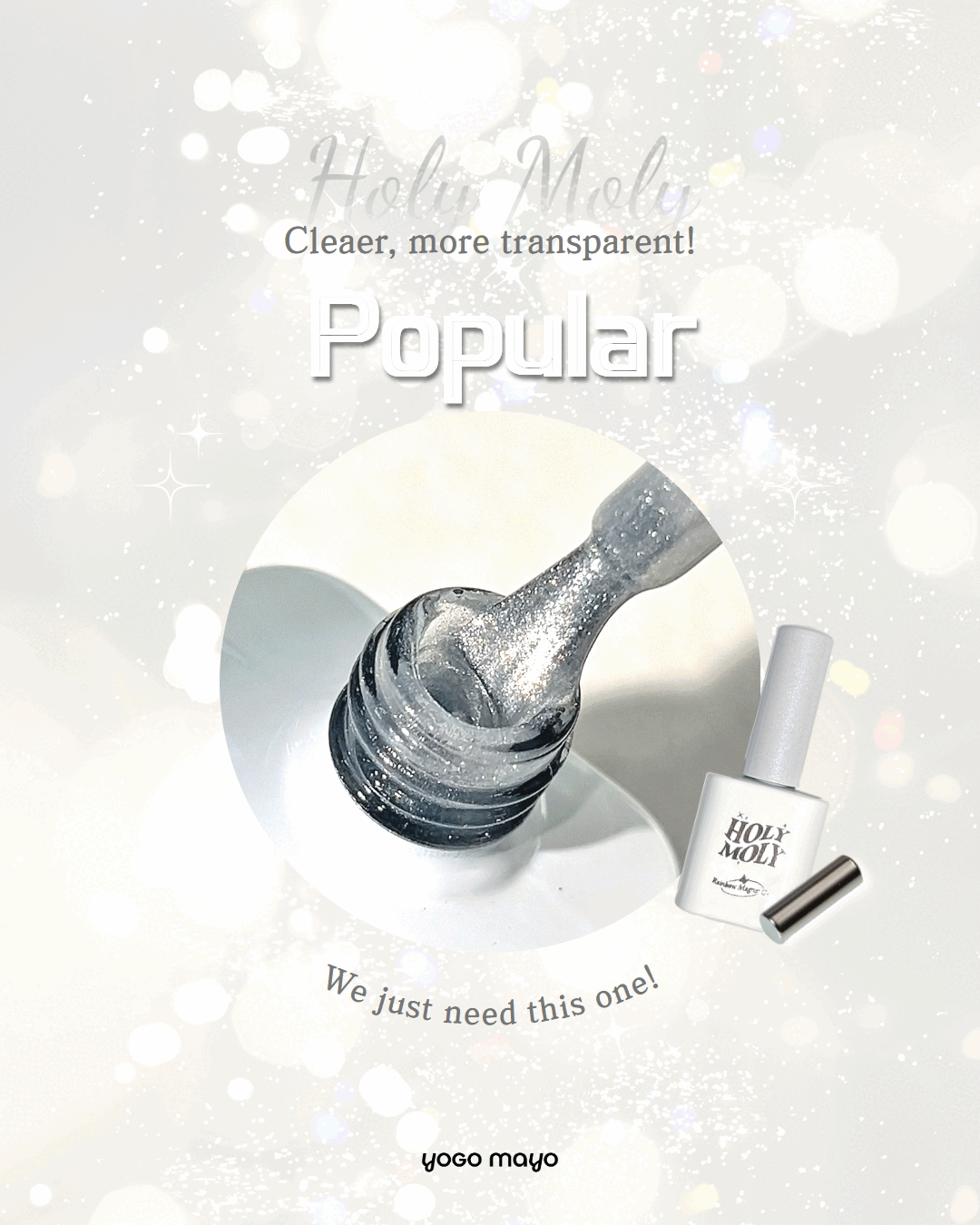YOGO Holy moly Silver magnetic cat eye gel + FREE MAGNET | UPDATED VER.