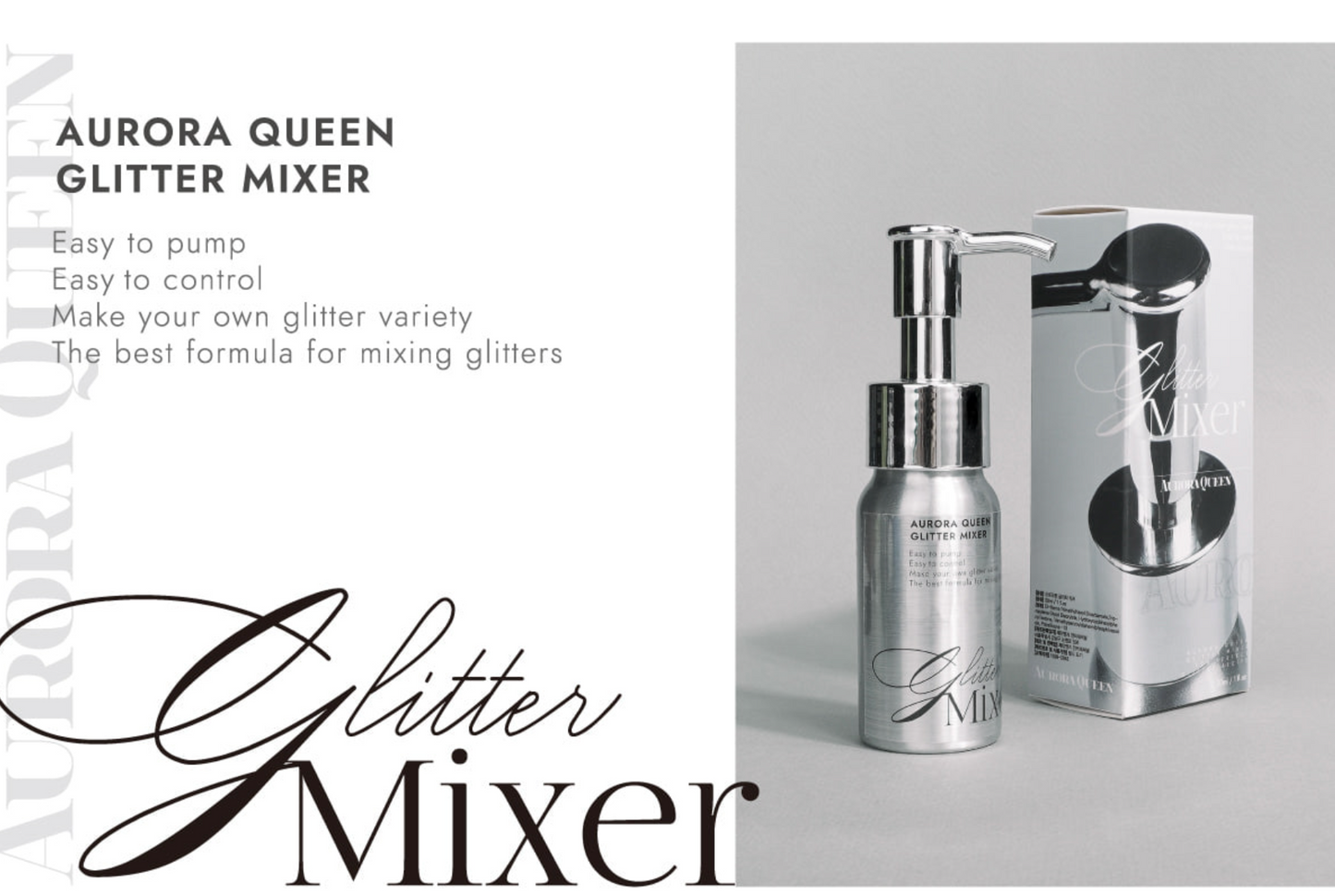Aurora Queen glitter mixer 30ml - mixing clear gel HEMA FREE