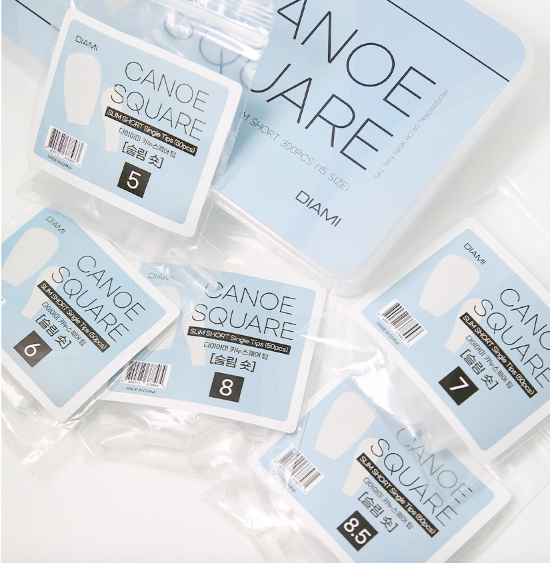 DIAMI Canoe tip square Slim short refill 50pc - soft gel extensions