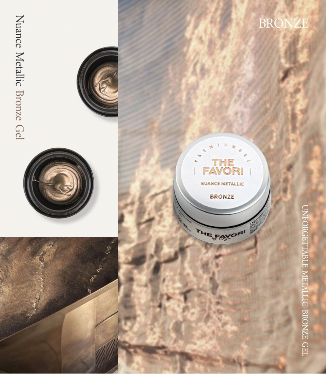 THE FAVORI No wipe Nuance metallic art gel - 3 colours