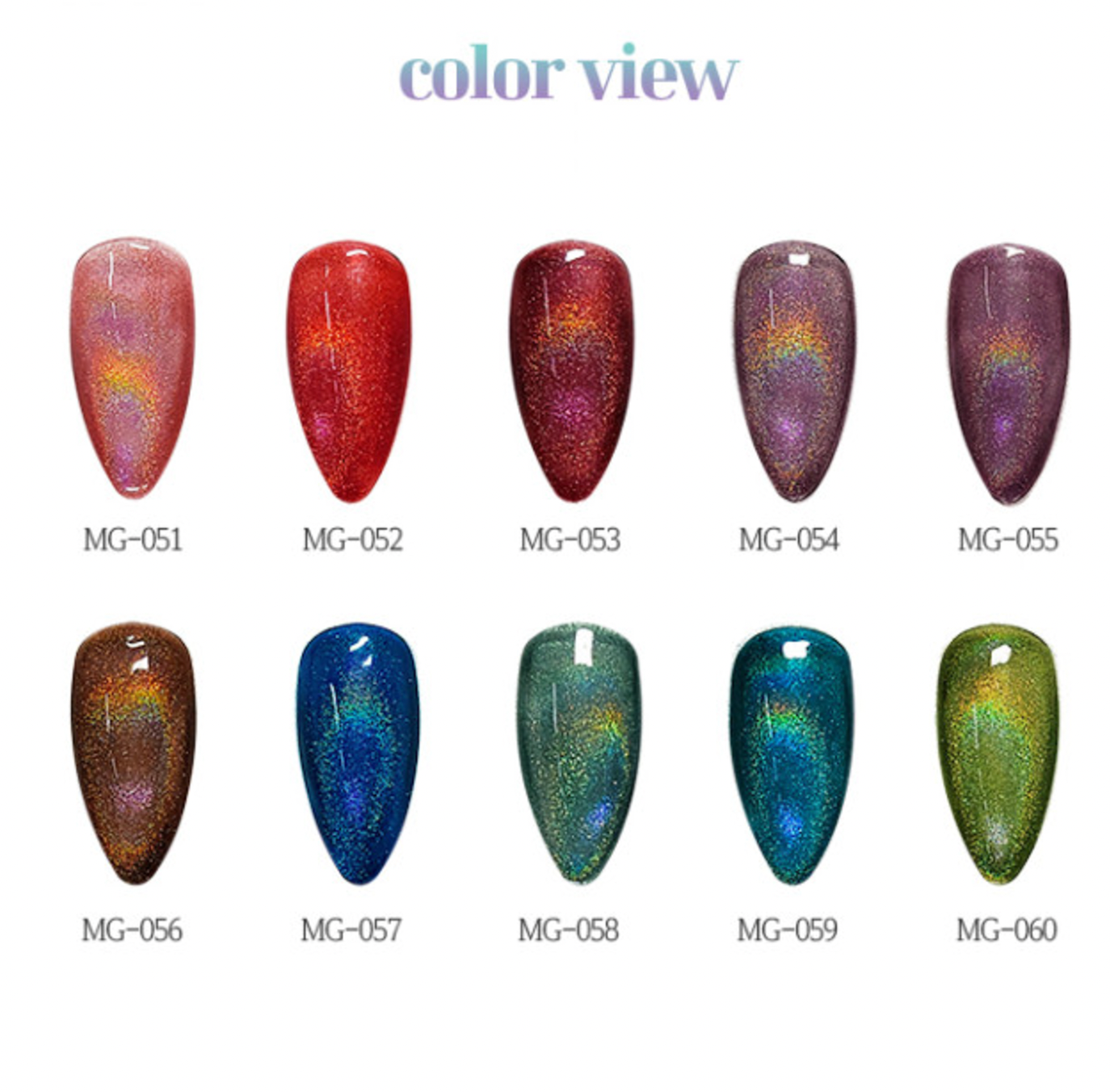 JEL and GEL Iceland's aurora 10pc collection - holographic magnetic gel