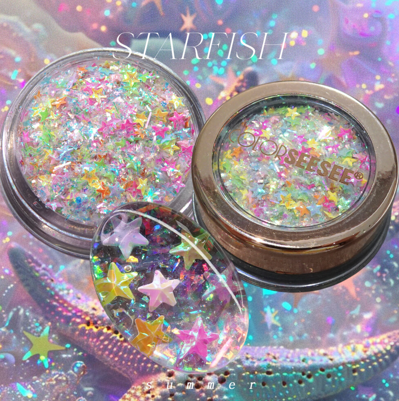 YOLOBITCH Tropical sparkling starfish glitter