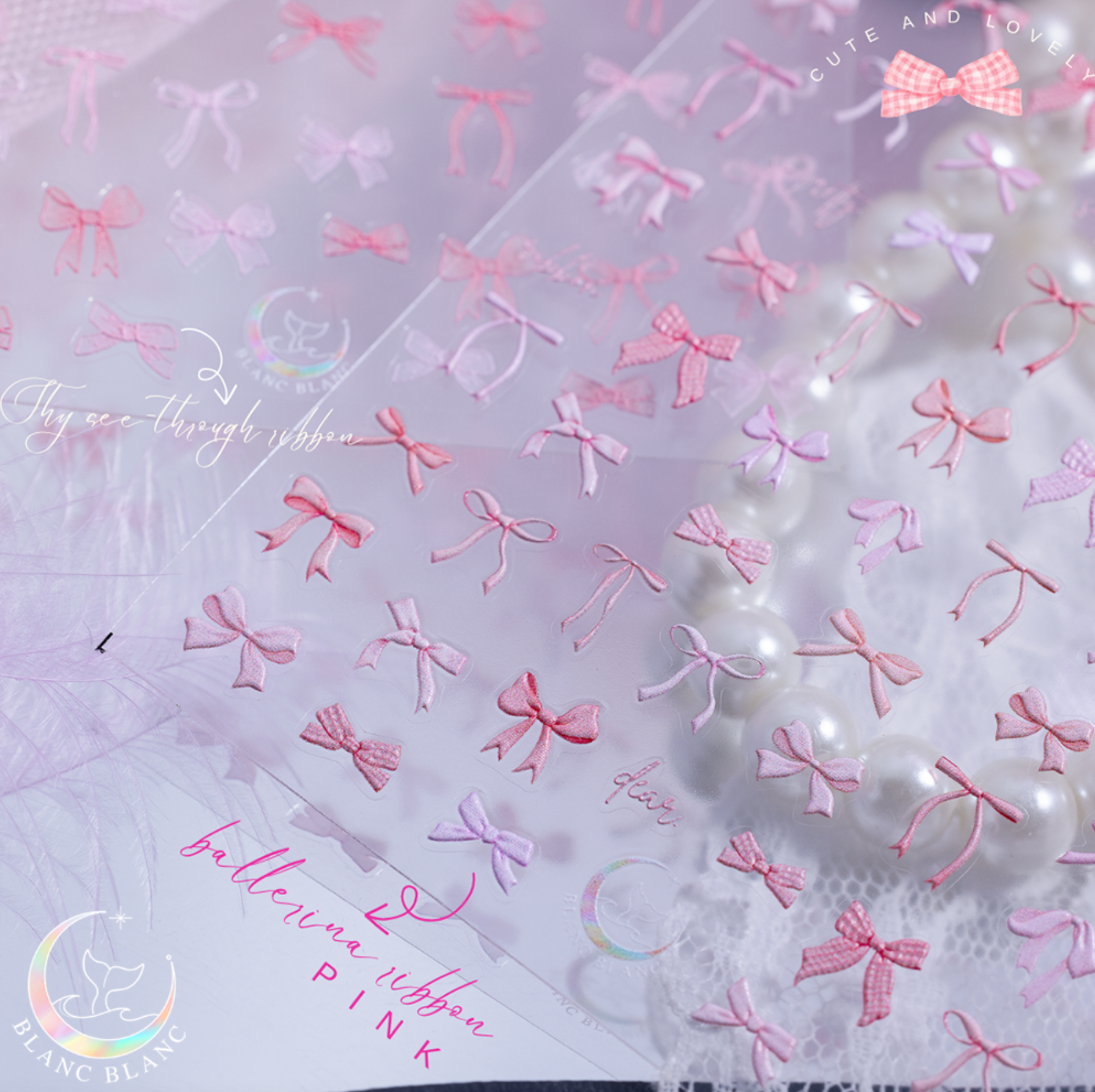 BLANC BLANC custom made see through ribbon sticker - 3 colours