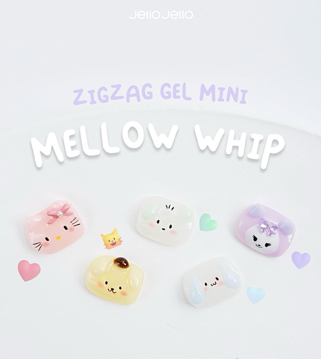 JELLO JELLO Zig Zag 3D Gel MINI (No-wipe) - Mellow whip 6pc set