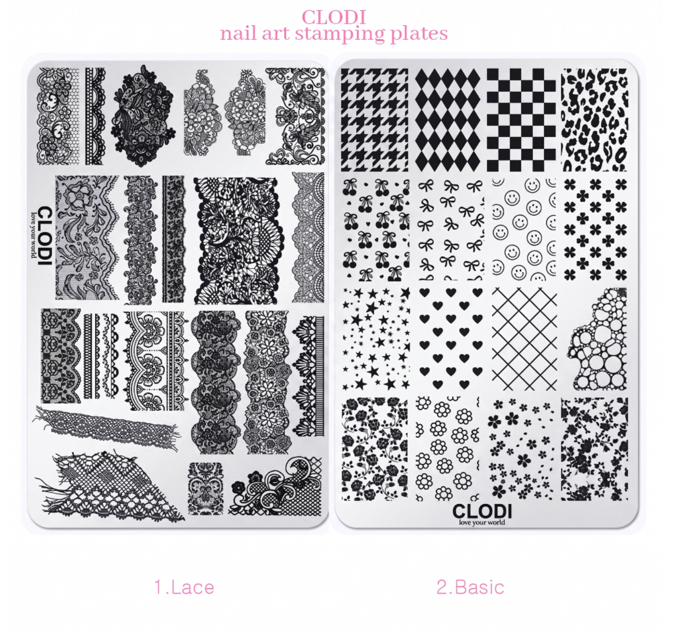 CLODI Nail art stamping plate - 2 types