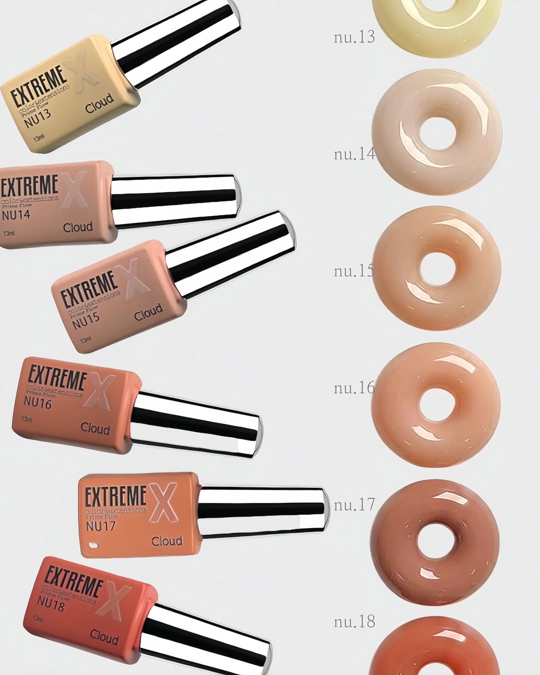 CLOUD EXTREME Romantic nudi - Colour + builder + extension hybrid gel | 36 colours