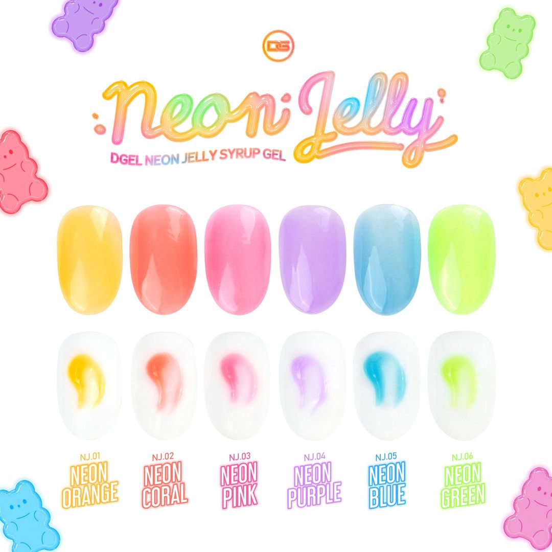 DGEL Neon Jelly 6pc collection - glow in the dark