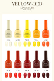 Valla Solid Non-Wipe Colour  - Yellow to Red Series VC31-VC40