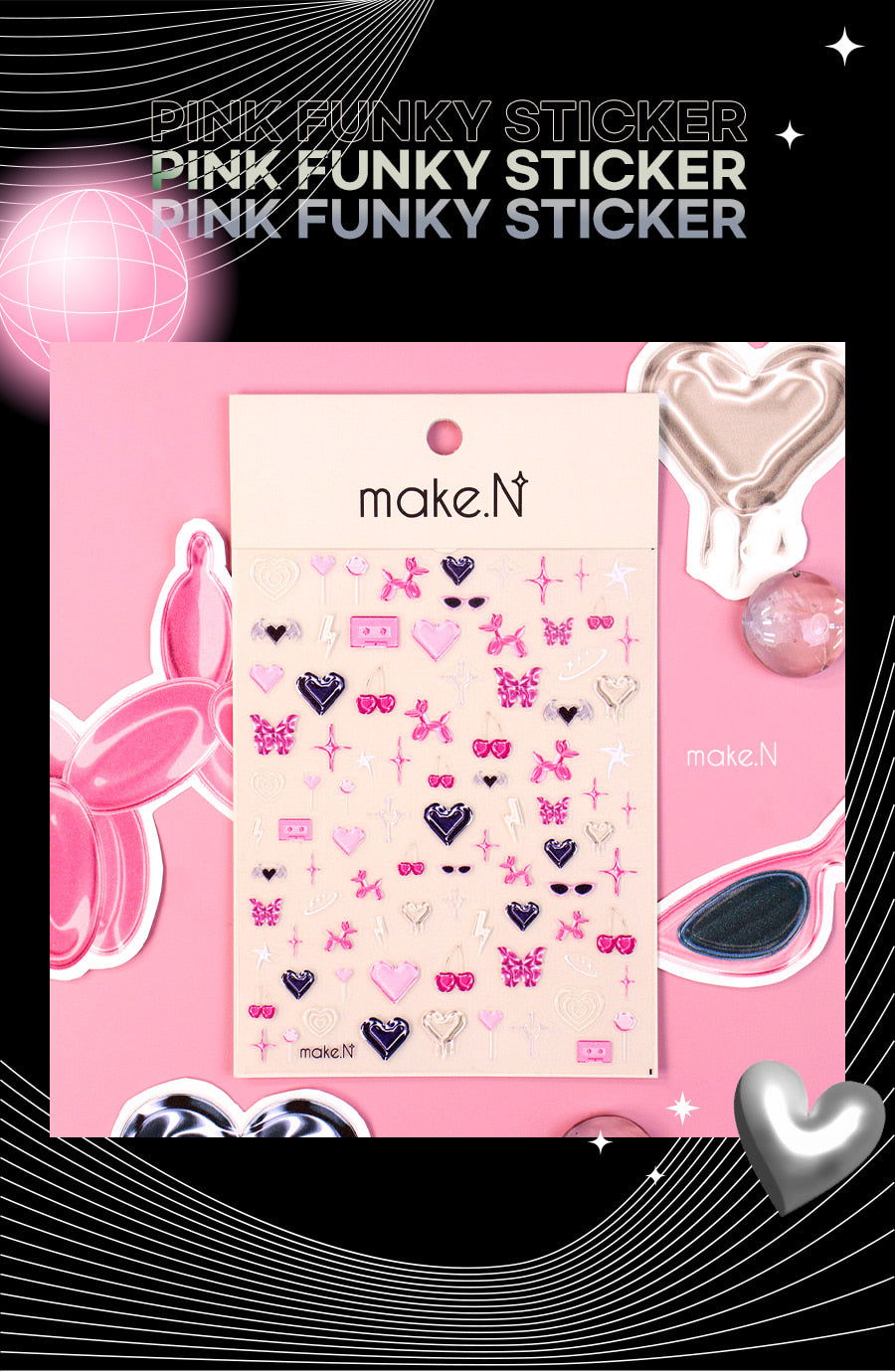 MAKE.N Pink Funky Stickers