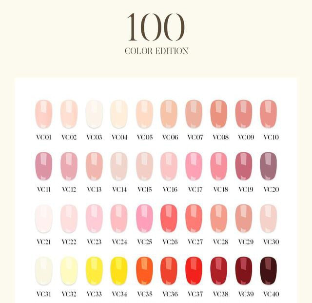 [PRE-ORDER ONLY] Valla Solid 100pc Non-Wipe Opaque Gel Collection (Includes 1 Top Gel, 1 Matte Top and Solid Colour Chart Board)