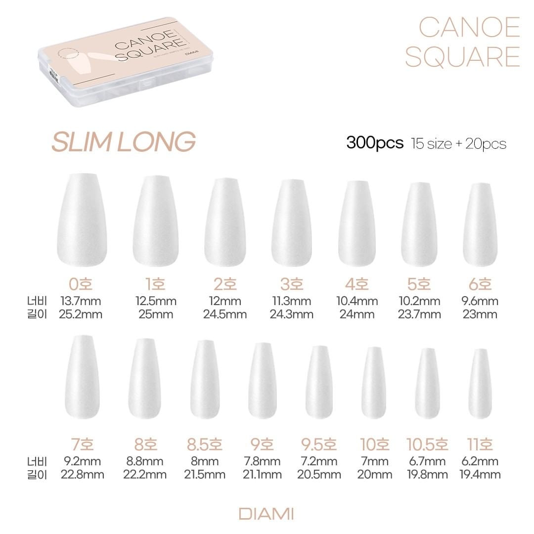 DIAMI Canoe tip soft gel extension system - SQUARE slim long
