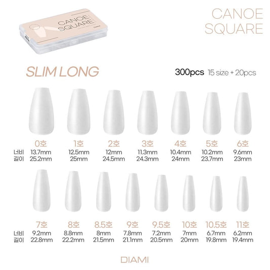DIAMI Canoe tip soft gel extension system - SQUARE slim long