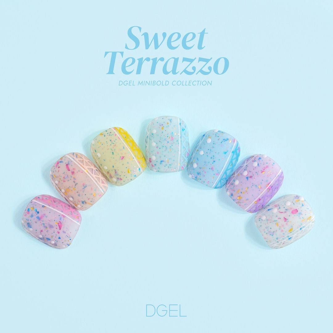 DGEL Sweet Terrazzo 7pc collection + matte top gel (14 FREE)