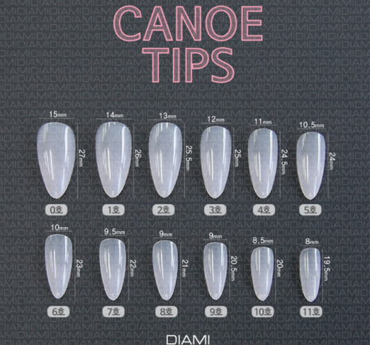 DIAMI Canoe tip clear refill 50pc - soft gel extensions ALL SIZES