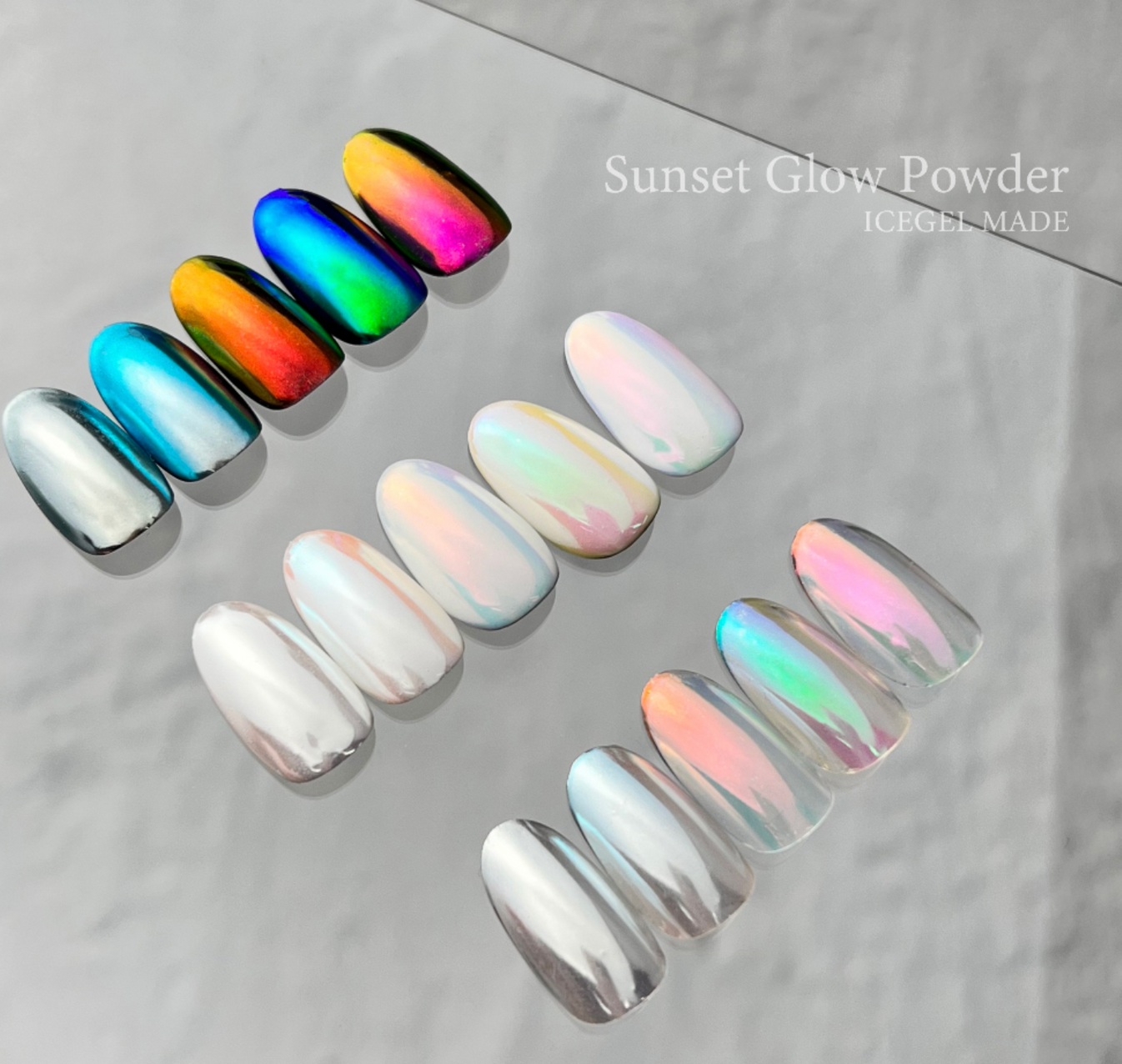 ICE GEL Sunset glow chrome powder set (5 chromes) – Luna Beauty Store ...