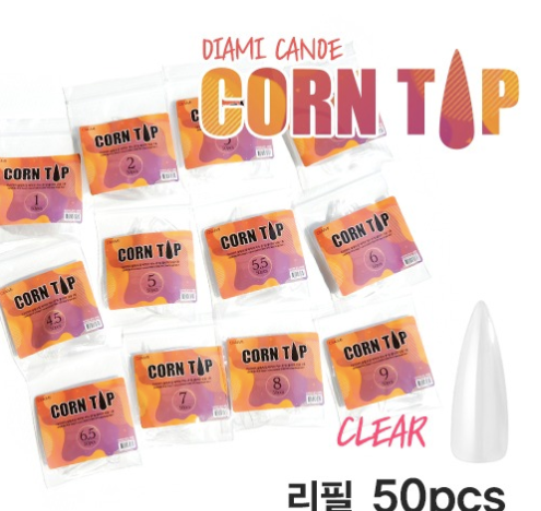 DIAMI corn tip clear refill 50pc - soft gel extensions ALL SIZES