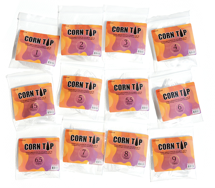 DIAMI corn tip clear refill 50pc - soft gel extensions ALL SIZES